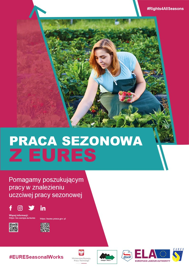 Europejska Sieć Służb Zatrudnienia - EURES prowadzi kampanię informacyjną nt. pracy sezonowej w UE w ramach ogólnoeuropejskiej kampanii informacyjnej koordynowanej przez Europejski Urząd ds. Pracy. 